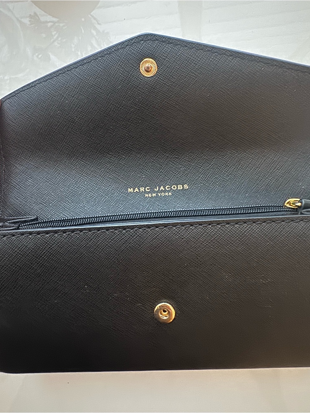 Marc Jacobs Black Envelope Wallet with Gold Snap - Picture 2 of 7